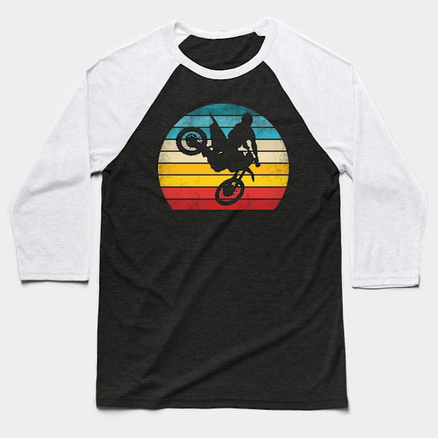 Retro Motocross Dirtbike Motorcycle Baseball T-Shirt by funkyteesfunny